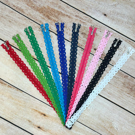 9 Pack of 11.5 inch Star Lace Zippers