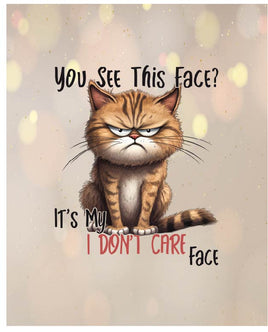 Printed Vinyl Panel 8.5x10.5 Cat I Don't Care Face