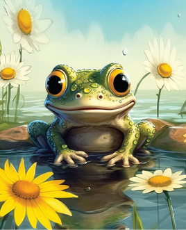 Printed Vinyl Panel 8.5x10.5 Frog with Flowers