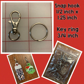 10 pack Small snap hooks and rings set