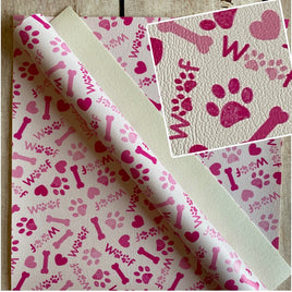 Woof Words Pink on White