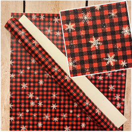 Christmas Plaid Red and Black with Snowflakes