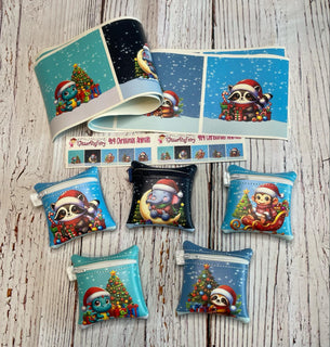 zipper bag panels Christmas Animals