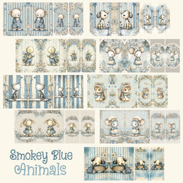 Mini Notebook Covers- Smokey Blue Animals