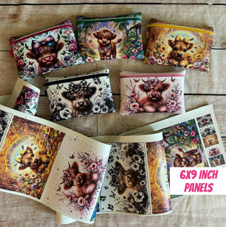 zipper bag panels Highland Cow