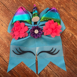 Unicorn Bow kits Cheer Christmas aqua bow