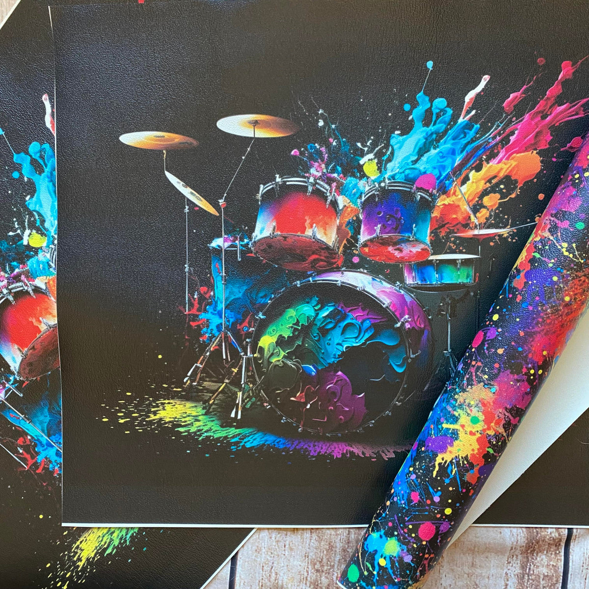 Drum Set Paint Splatter Panel Glitterbugfairy