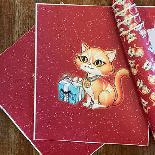 Panel Pack Halloween Breakfast Cat on Red