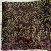 Glossy Floral Embossed Vinyl Maroon With Gold Flowers