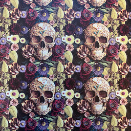 Floral Skull with Repeating Skulls
