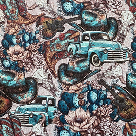 Western Vintage Scene Turquoise