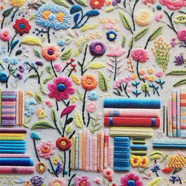 3d Embroidery Books and Flowers