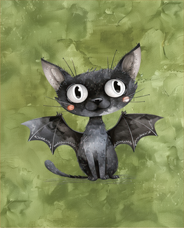 Printed Vinyl Panel 8.5x10.5 Halloween Black Cat on Green