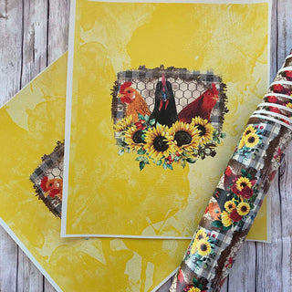 Panel Pack Chickens and Sunflowers