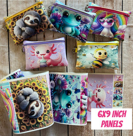 6x9 zipper bag panels NEW STYLE  Cute Animals