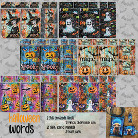 9x6 Crossbody, Gift Card, Chapstick Set, Bag Tags:  Halloween Words