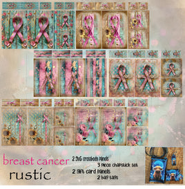 9x6 Crossbody, Gift Card, Chapstick Set, Bag Tags:  Breast Cancer Rustic