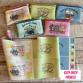 6x9 zipper bag panels NEW STYLE Cats and Books