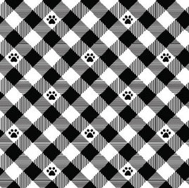 Dog Plaid Paws Black/White