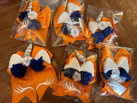 Unicorn Bow kits Cheer bow Orange/blue