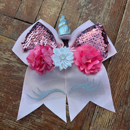 Unicorn Bow kits Cheer light Pink blue white bow