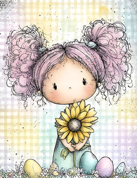 Printed Vinyl Panel 8.5x10.5 Easter Girl Pink Hair