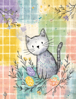 Printed Vinyl Panel 8.5x10.5 Easter Kitty