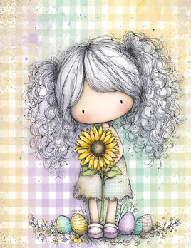 Printed Vinyl Panel 8.5x10.5 Easter Girl Silver Hair