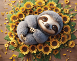 Tote Panel Sloth with Sunflowers