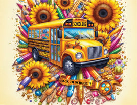 School Bus with Sunflowers