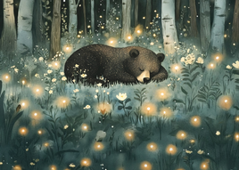Tote Panel Magic Woodland Bear Sleeping