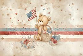 Tote Panel 4th of July Teddy Bear with Flag