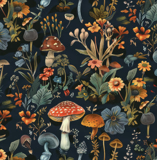 Floral Mushroom Navy