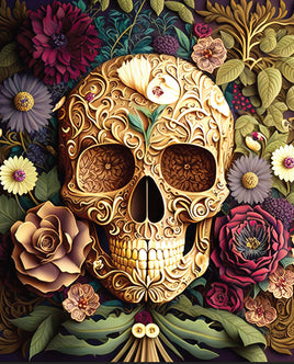 Printed Vinyl Panel 8.5x10.5 floral skull