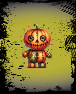 Printed Vinyl Panel 8.5x10.5 Halloween Voodoo Pumpkin Head