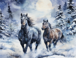 Tote Panel Horses in Snow