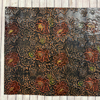 Glossy Floral Embossed Vinyl Rustic Orange Flowers