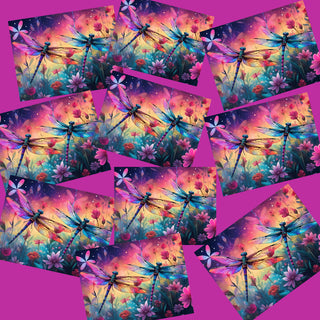 zipper bag panels Dragonfly Rainbow