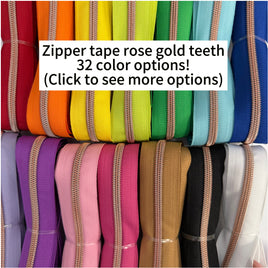#5 Zipper Tape with Rose Gold Teeth