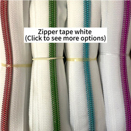 #5 Zipper Tape White with Colored Teeth