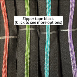 #5 Zipper Tape Black with Colored Teeth