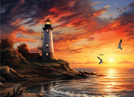 Tote Panel Lighthouse Sunset