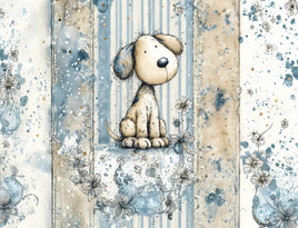 Tote Panel Smokey Blue Doggo