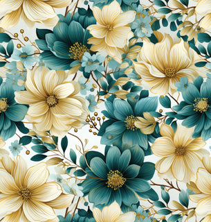 Teal and Ivory Floral