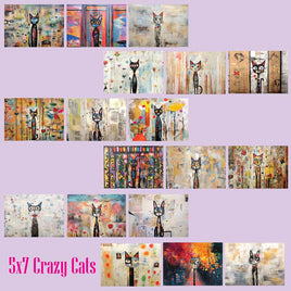 zipper bag panels NEW STYLE Crazy Cats 5x7 Jumbo