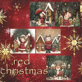 zipper bag panels NEW STYLE Red Christmas