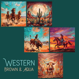 zipper bag panels Western Brown and Aqua