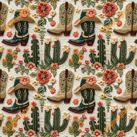 Boots and Cactus on Beige