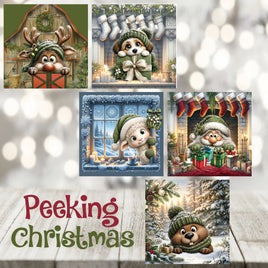 zipper bag panels Peeking Christmas