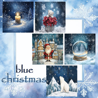 zipper bag panels Blue Christmas